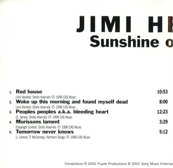 Jimi Hendrix : Sunshine Of Your Love (CD)