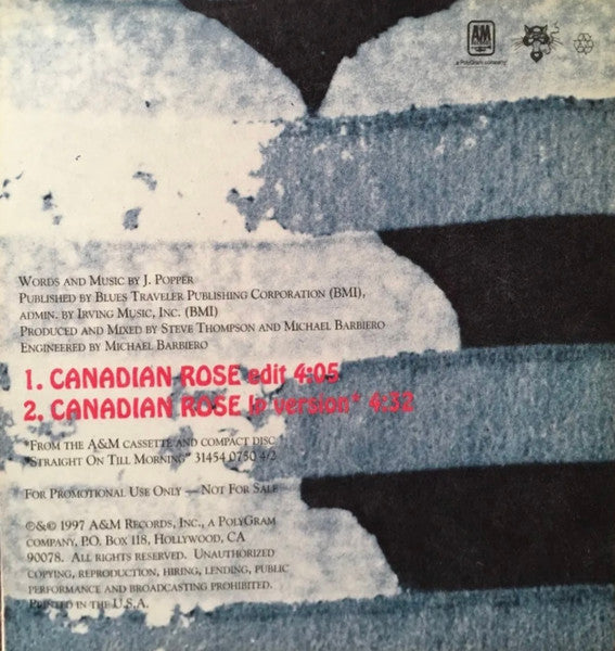 Blues Traveler : Canadian Rose (CD, Single, Promo, Car)