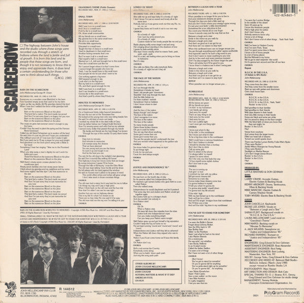 John Cougar Mellencamp : Scarecrow (LP, Album, Club, Yel)