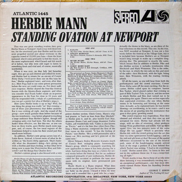 Herbie Mann : Standing Ovation At Newport (LP, Album)