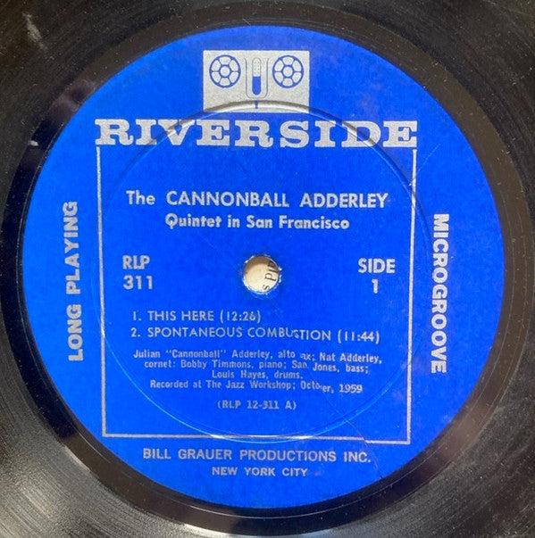 The Cannonball Adderley Quintet Featuring Nat Adderley : The Cannonball Adderley Quintet In San Francisco (LP, Album, Mono, RP)