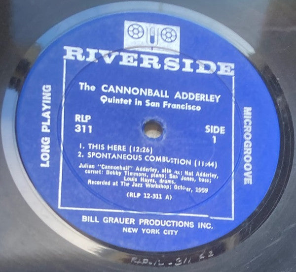 The Cannonball Adderley Quintet Featuring Nat Adderley : The Cannonball Adderley Quintet In San Francisco (LP, Album, Mono, RP)