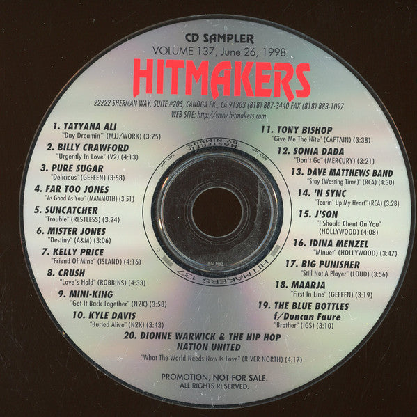 Various : Hitmakers Top 40 CD Sampler Volume 137 June 26, 1988 (CD, Promo, Smplr)