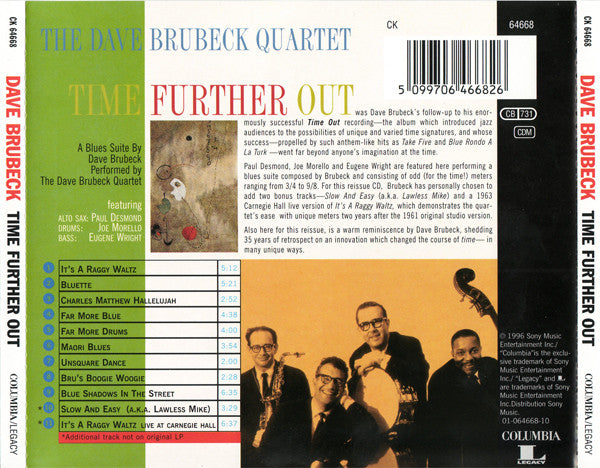 The Dave Brubeck Quartet : Time Further Out (Miro Reflections) (CD, Album, RE, RM)