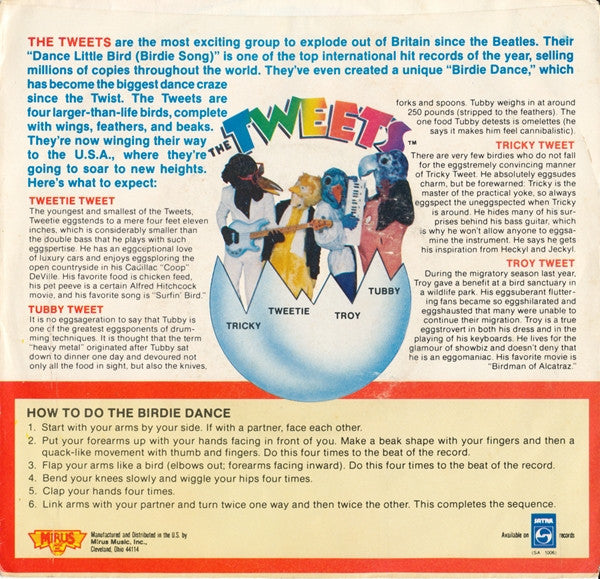 The Tweets : Dance Little Bird (The Birdie Song) (7", Single, Styrene, Com)
