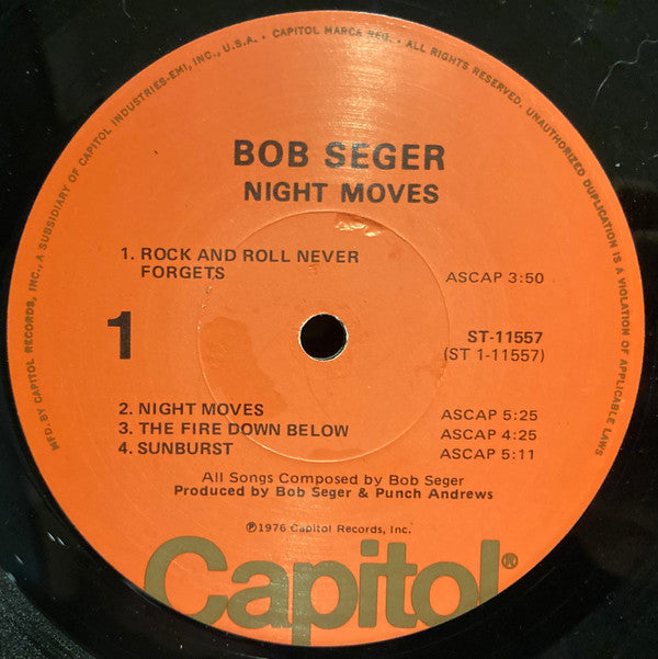 Bob Seger And The Silver Bullet Band : Night Moves (LP, Album, Los)