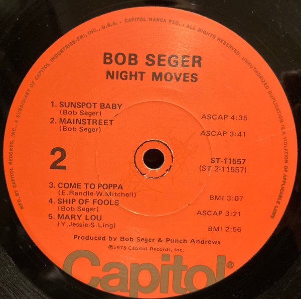 Bob Seger And The Silver Bullet Band : Night Moves (LP, Album, Los)
