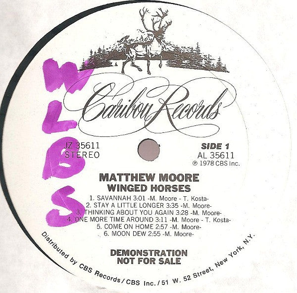 Matthew Moore : Winged Horses (LP, Album, Promo, Ter)