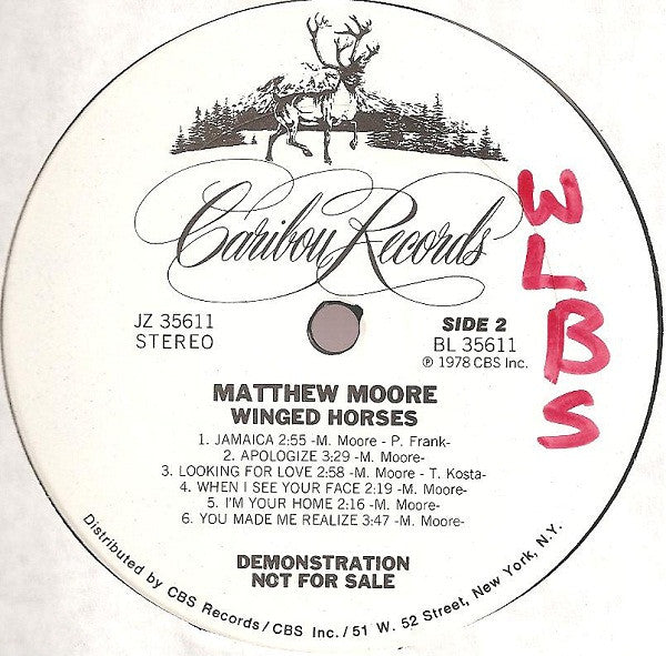 Matthew Moore : Winged Horses (LP, Album, Promo, Ter)