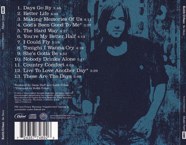 Keith Urban : Be Here (CD, Album, RE, RP, Cin)