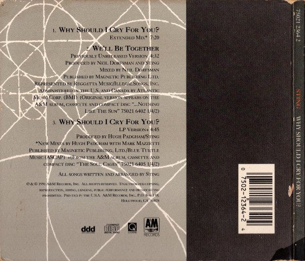 Sting : Why Should I Cry For You? (CD, Single, Dig)