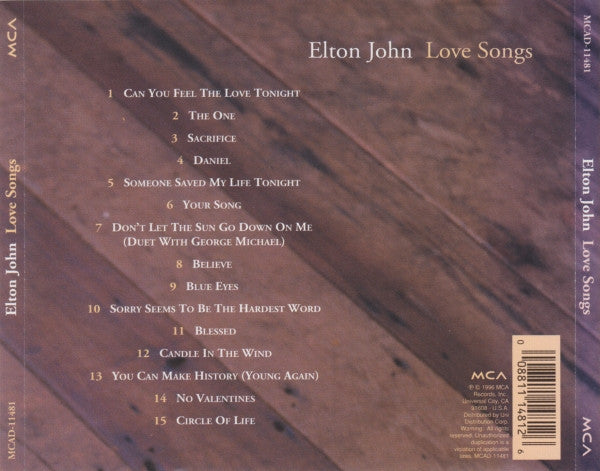 Elton John : Love Songs (CD, Comp, RM)