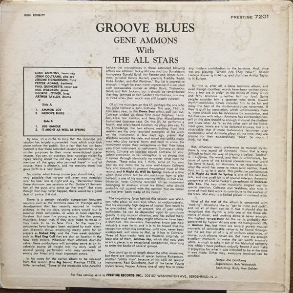 Gene Ammons And His All Stars* : Groove Blues (LP, Album, Mono)