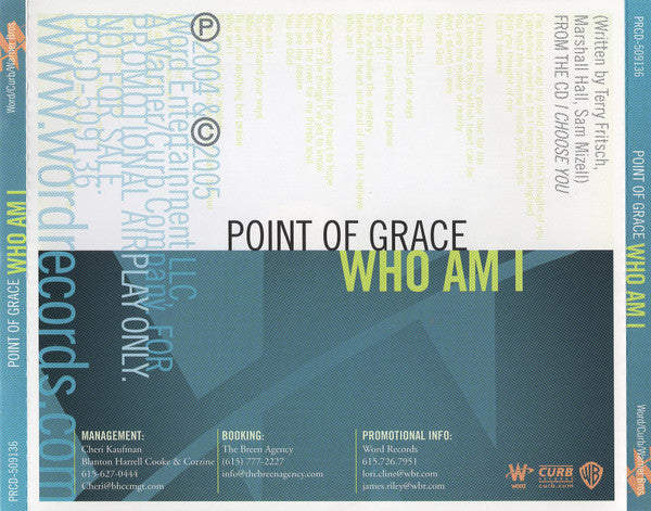 Point Of Grace : Who Am I (CD, Single, Promo)