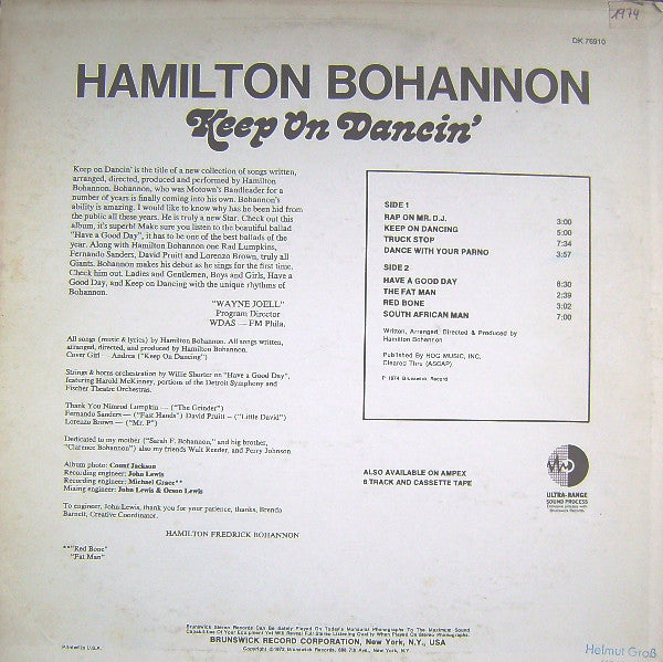 Hamilton Bohannon : Keep On Dancin' (LP, Album)