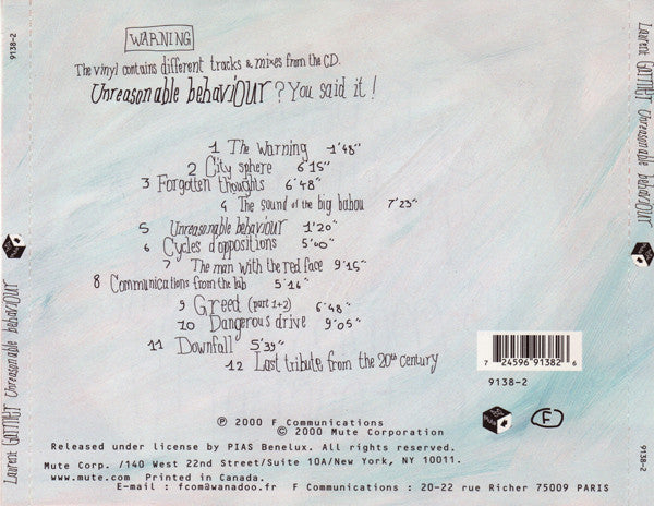 Laurent Garnier : Unreasonable Behaviour (CD, Album)