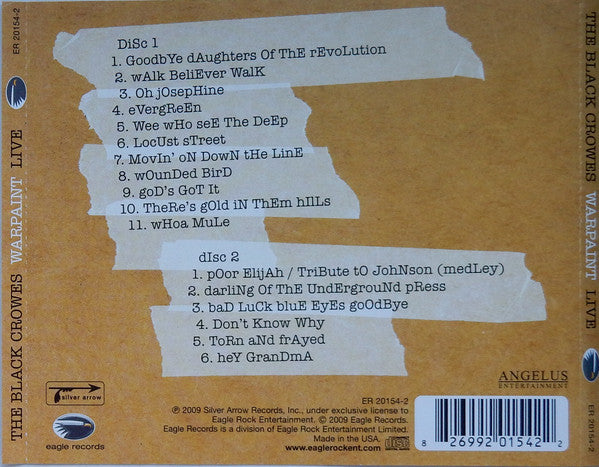 The Black Crowes : Warpaint Live (2xCD, Album)