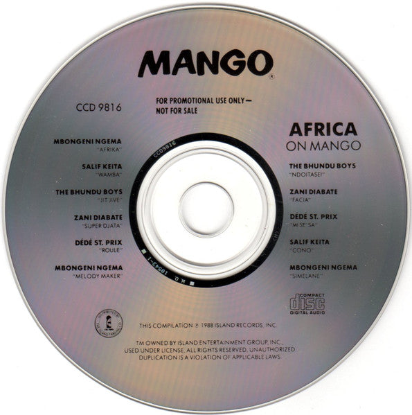 Various : Africa On Mango (CD, Comp, Promo)