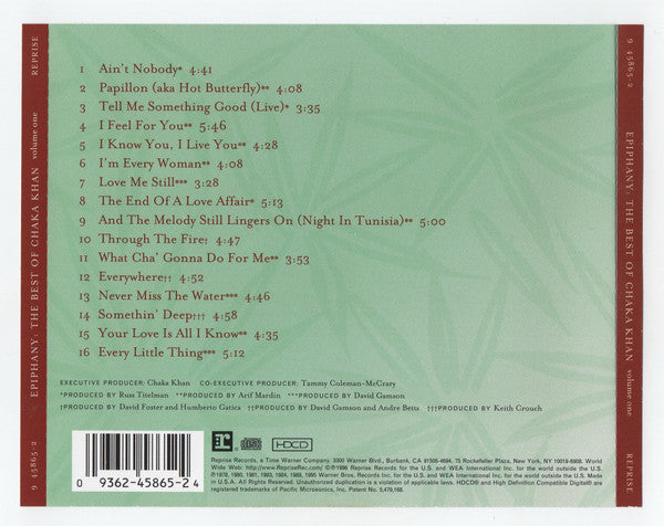 Chaka Khan : Epiphany: The Best Of Chaka Khan - Volume One (HDCD, Album, Comp)