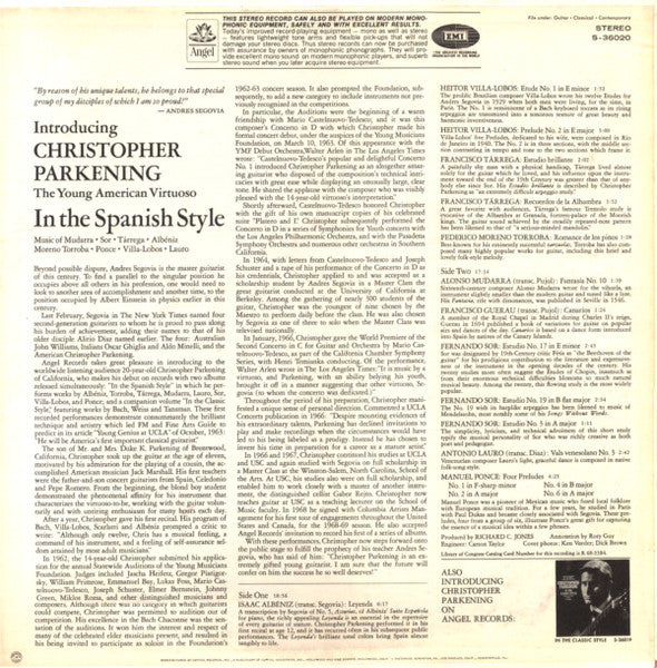 Christopher Parkening : In The Spanish Style (LP, Album, Scr)