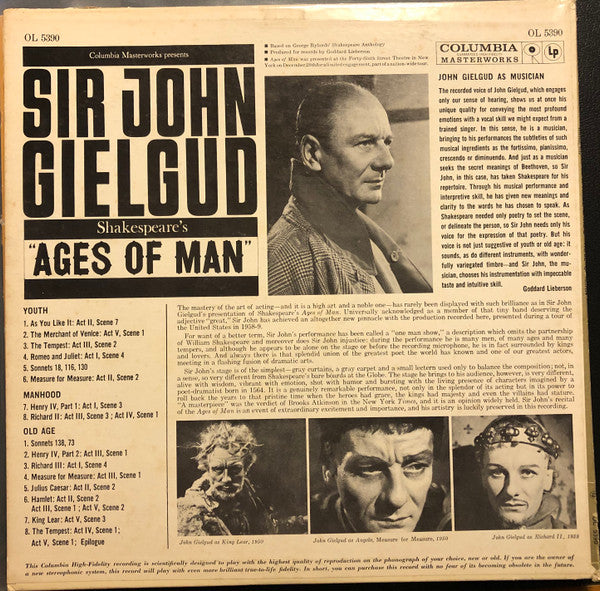 John Gielgud : Shakespeare's Ages Of Man (LP, Album, Mono, Spo)
