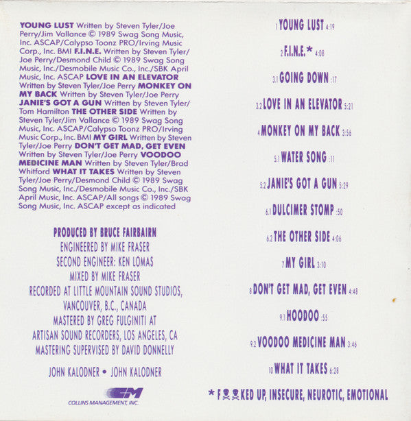 Aerosmith : Pump (CD, Album, Club, RP)