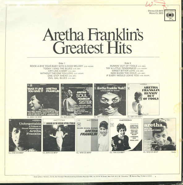 Aretha Franklin : Aretha Franklin's Greatest Hits (LP, Comp)