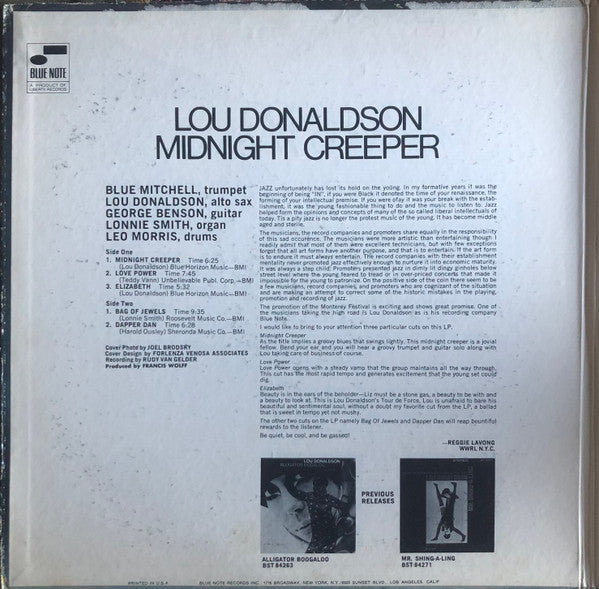 Lou Donaldson : Midnight Creeper (LP, Album, Gat)
