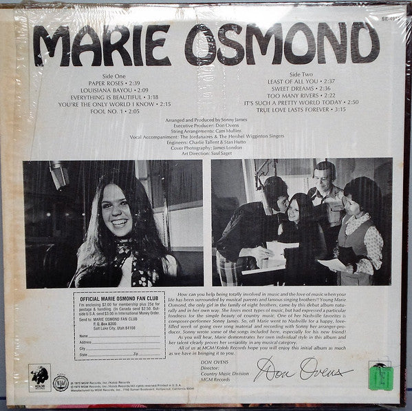Marie Osmond : Paper Roses (LP, Album)