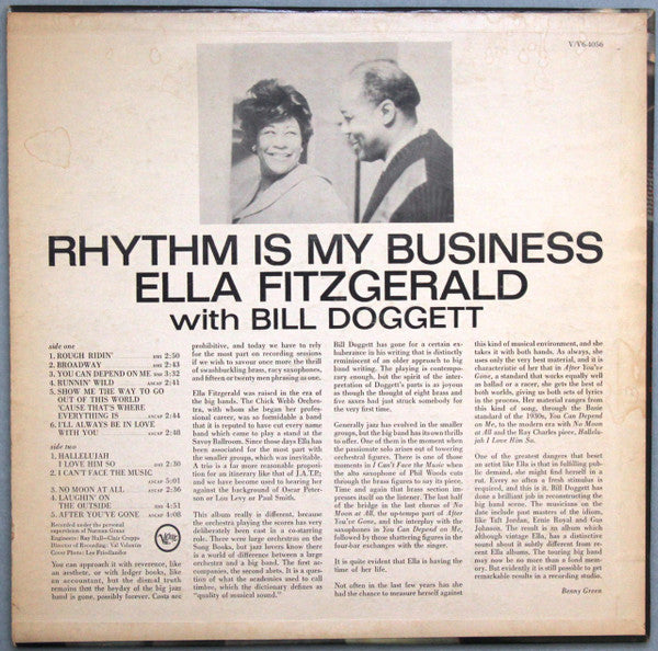 Ella Fitzgerald With Bill Doggett : Rhythm Is My Business (LP, Mono)