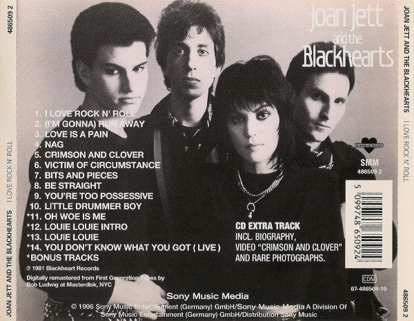 Joan Jett & The Blackhearts : I Love Rock 'N Roll (CD, Album, Enh, RE, RM, CD+)