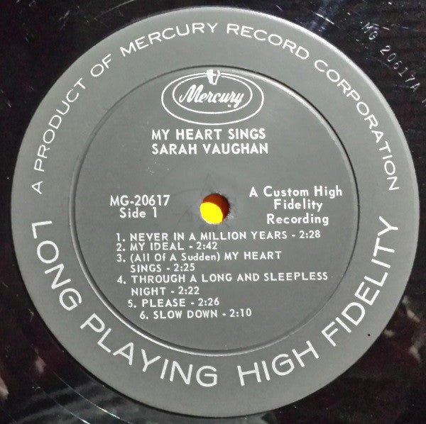 Sarah Vaughan : My Heart Sings (LP, Album, Mono)