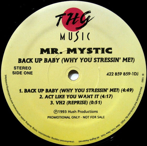 Mr. Mystic : Back Up Baby (Why You Stressin' Me?) (12", Promo)