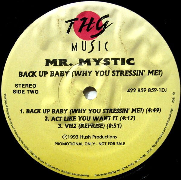 Mr. Mystic : Back Up Baby (Why You Stressin' Me?) (12", Promo)