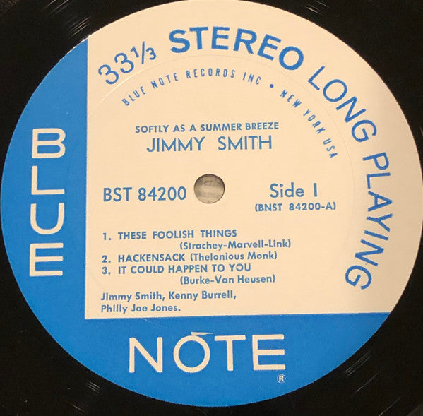 Jimmy Smith With Kenny Burrell & "Philly" Joe Jones : Softly As A Summer Breeze (LP, Album, DG )