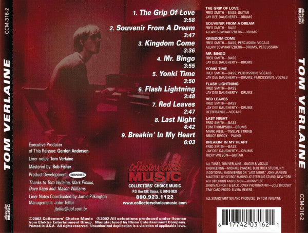 Tom Verlaine : Tom Verlaine (CD, Album, RE, RP)