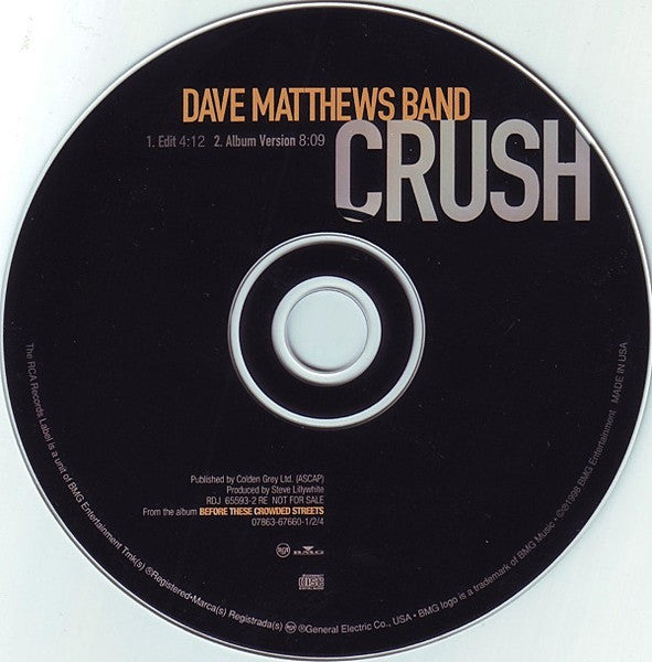 Dave Matthews Band : Crush (CD, Single, Promo)