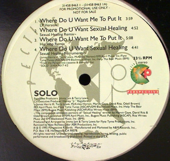 Solo (8) : Where Do U Want Me To Put It (12", Promo)
