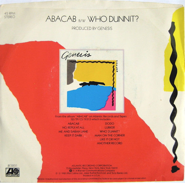 Genesis : Abacab (7", Single, SP )