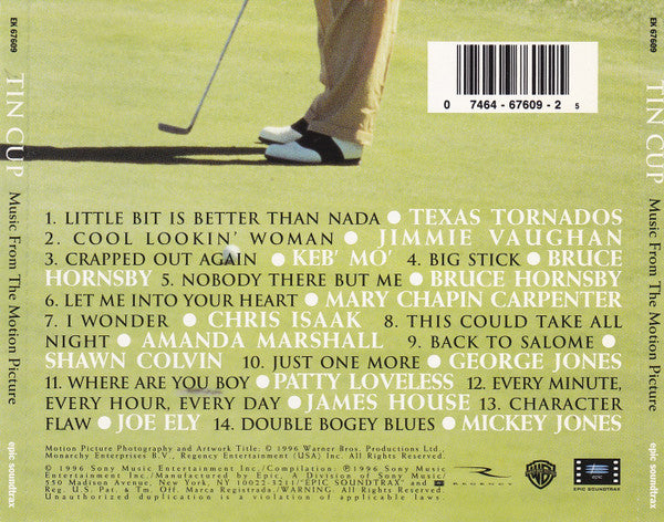 Various : Tin Cup: Music From The Motion Picture (CD, Album)