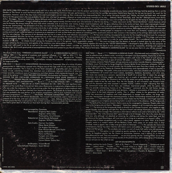 The Camarata Contemporary Chamber Group, Erik Satie : The Music Of Erik Satie: Through A Looking Glass (LP, Album)
