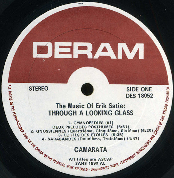 The Camarata Contemporary Chamber Group, Erik Satie : The Music Of Erik Satie: Through A Looking Glass (LP, Album)