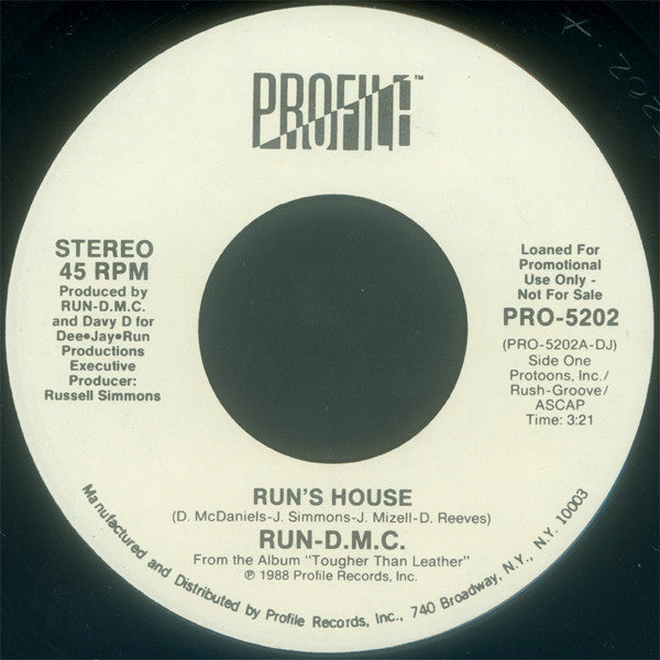 Run-DMC : Run's House / Beats To The Rhyme (7", Promo)