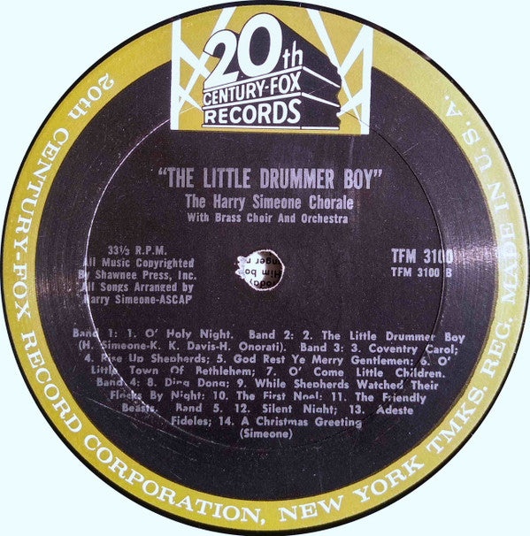 The Harry Simeone Chorale : The Little Drummer Boy: A Christmas Festival (LP, Album, Mono, RP, Ter)
