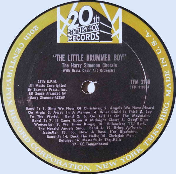 The Harry Simeone Chorale : The Little Drummer Boy: A Christmas Festival (LP, Album, Mono, RP, Ter)