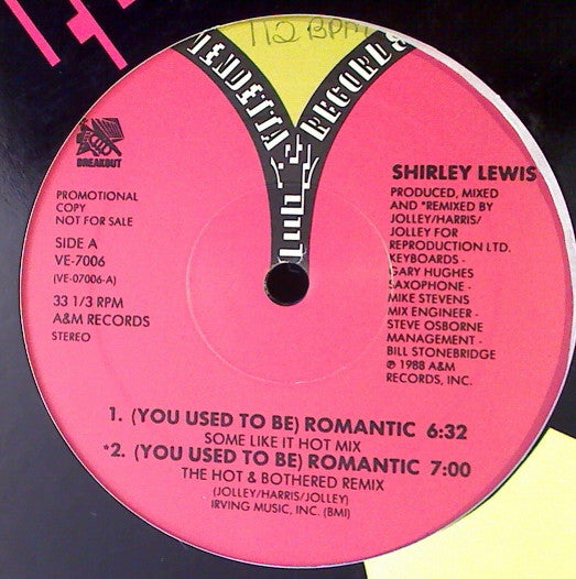 Shirley Lewis : (You Used To Be) Romantic (12", Promo)