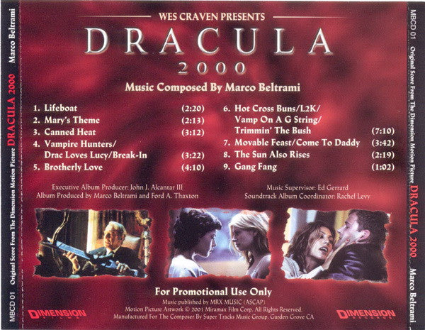 Marco Beltrami : Dracula 2000 (Original Score From The Dimension Motion Picture) (CD, Album, Promo)