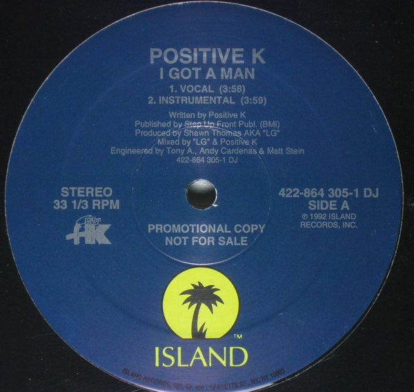 Positive K : I Got A Man / Night Shift (12", Promo)