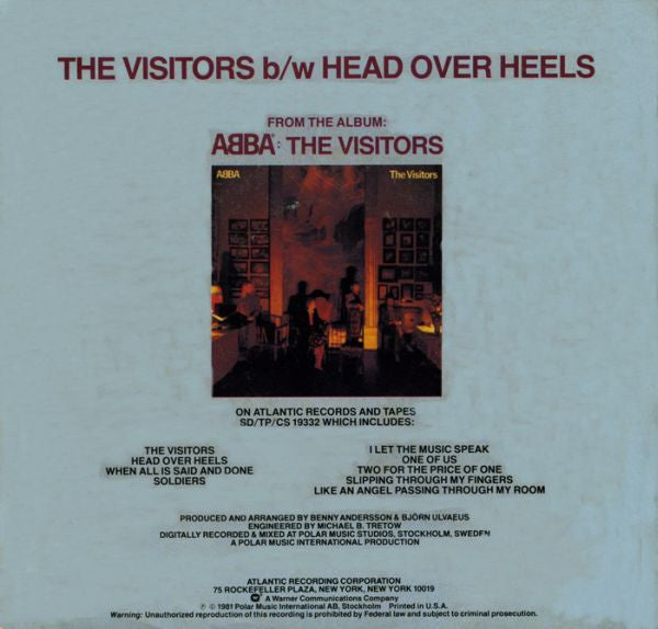 ABBA : The Visitors b/w Head Over Heels (7", Single, Spe)