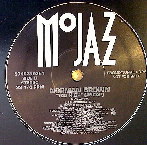 Norman Brown : Too High (12", Promo)